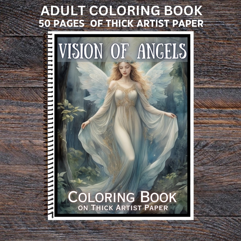 Visions of Angels - Spiral Bound Adult Coloring Book - Thick Artist Pa…